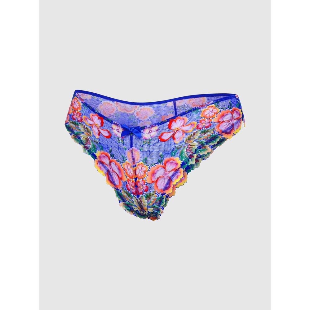 Savage X Fenty Sunchaser Lace Cheeky Knickers Rendezvous Blue Floral Small NEW